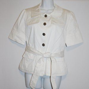 Worthington Short Sleeves Jacket Size L Off-White